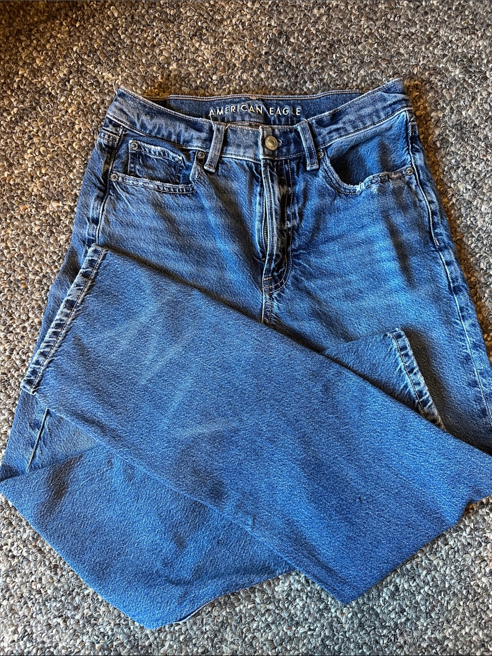 American Eagle Outfitters Dark Blue Low Rise Baggy Jeans sz 0 short